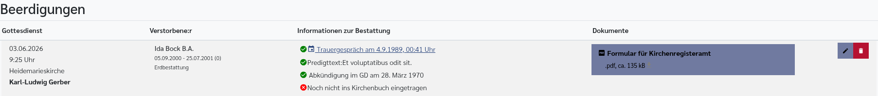 Reiter: Beerdigungen