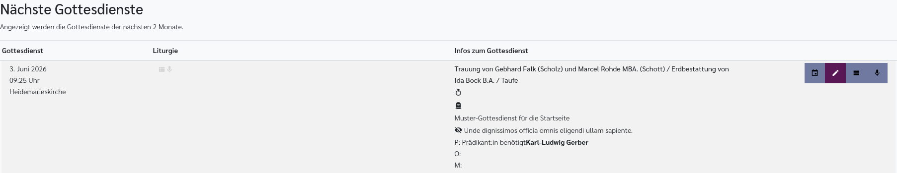 Reiter: Nächste Gottesdienste