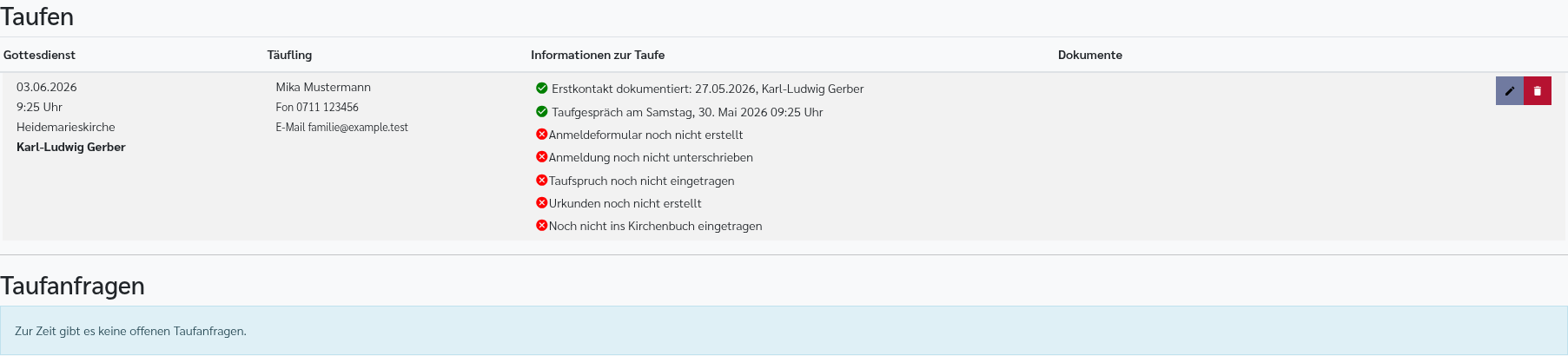 Reiter: Taufen